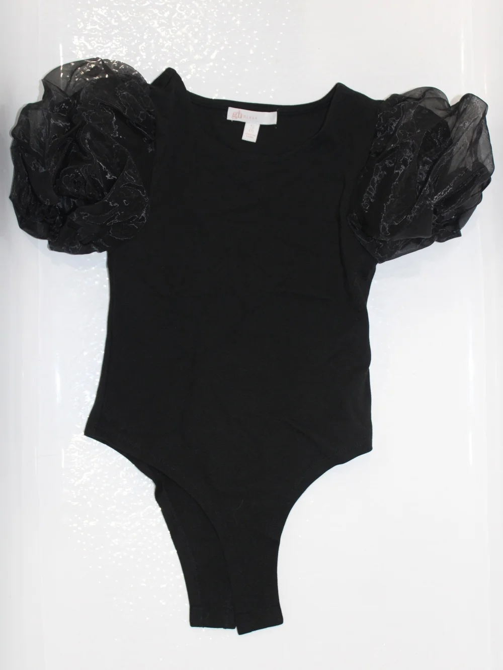 GB girls Black Puff Sleeve One-Piece Bodysuit